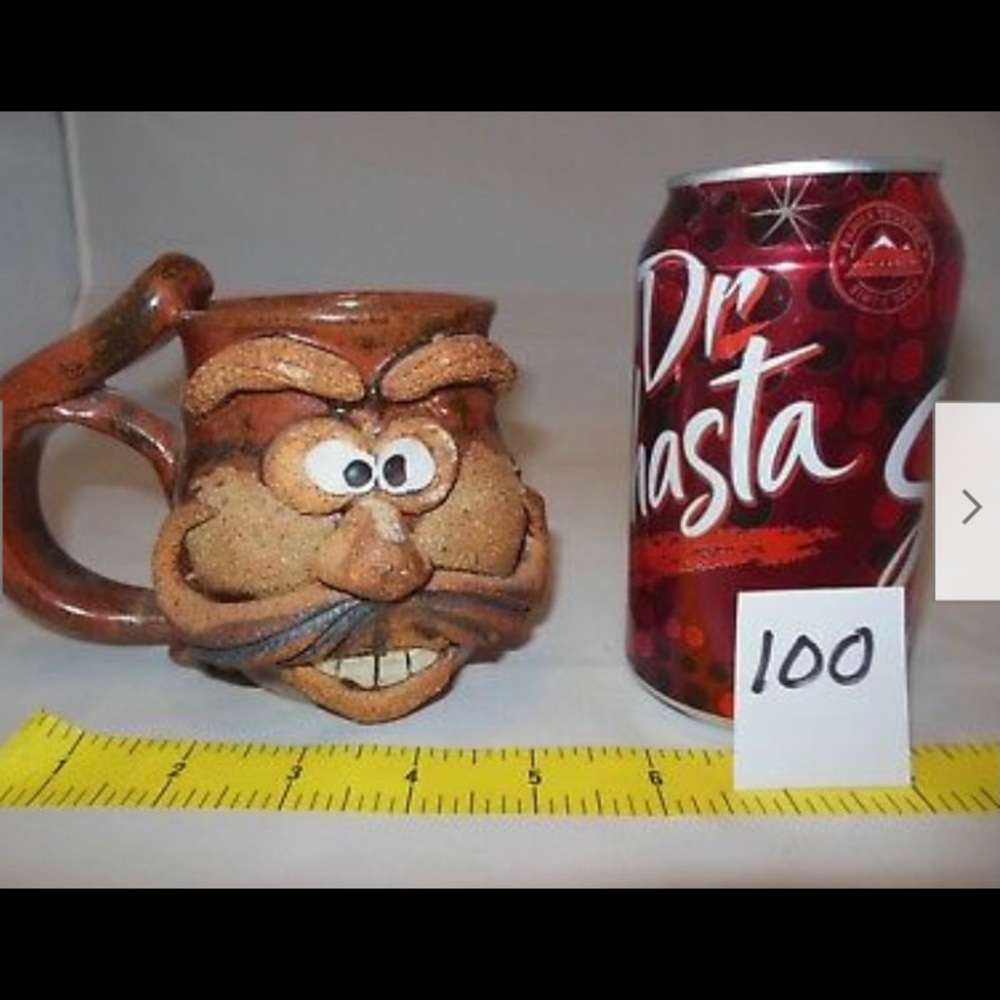 COPY - VINTAGE RARE STONEWARE POTTERY CLAY FUNNY FACE TALL MUG STEIN